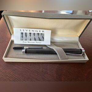 NWOT Levenger ink pen. Black obsidian with silver.